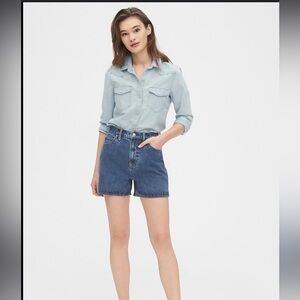 GAP Blue Jean Shorts with Rolled Hems and Distressed Details